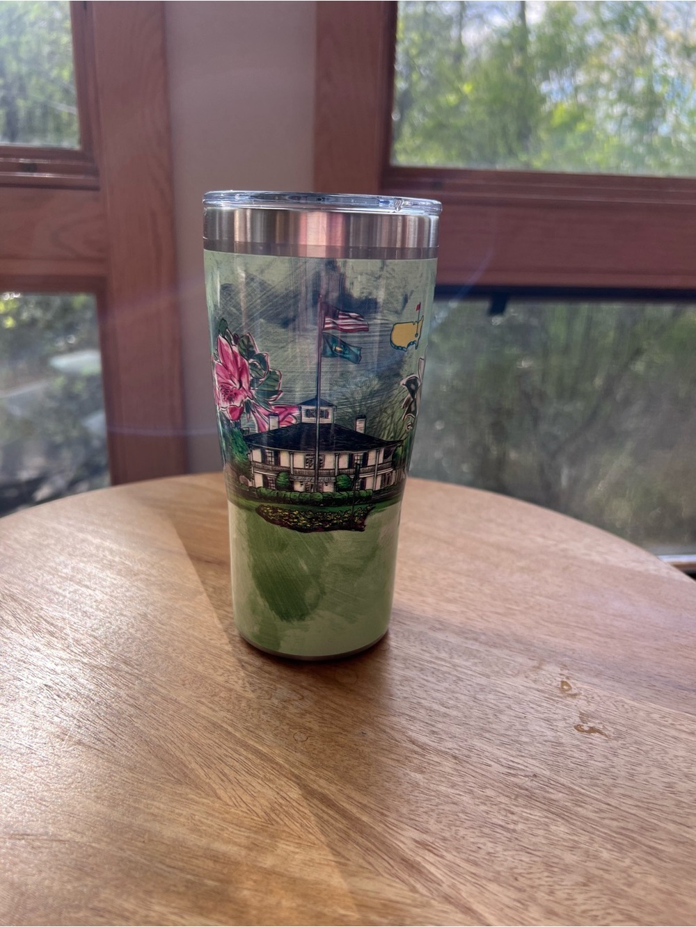 Green Floral Illustrated Insulated Travel Tumbler